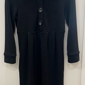 Diane Von Furstenberg Black Long Sleeve Button Front  Dress